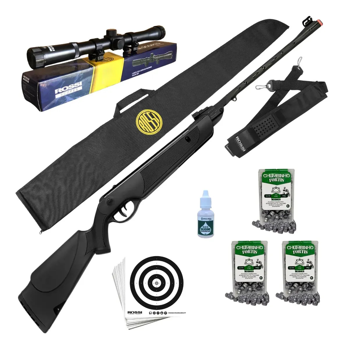Carabina Dione Sport Mh 5.5 Mola Rossi Luneta + 300 Chumbos Preto 5.5 Mm