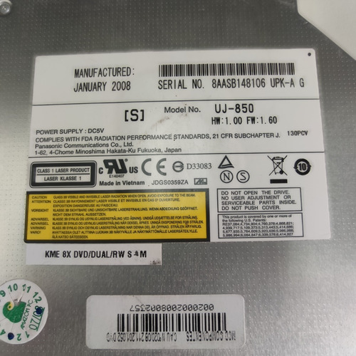 Drive Dcd/cd Notebook Mod: Uj-850 - Vsp-010