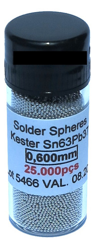 Esferas Bga Reballing Chumbo 0,60 Mm 25k 0.6 0,6 0.60 63-37