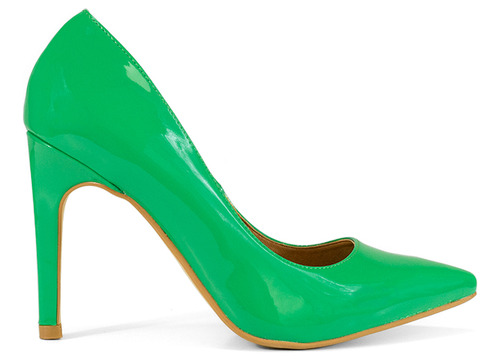 Zapatilla Alta Dama Ozono Cerrada Verde Charol 640601