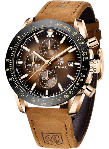 Por Benyar Mens Watches Analog Waterproof Chronograph Fashio