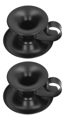 Candelabro Cónico, 2 Unidades, Color Negro Mate, Retro, Simp