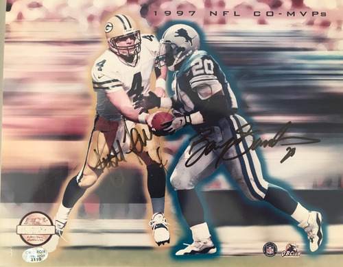 Autografo De Brett Favre Y Barry Sanders Foto Autografiada (Usado)