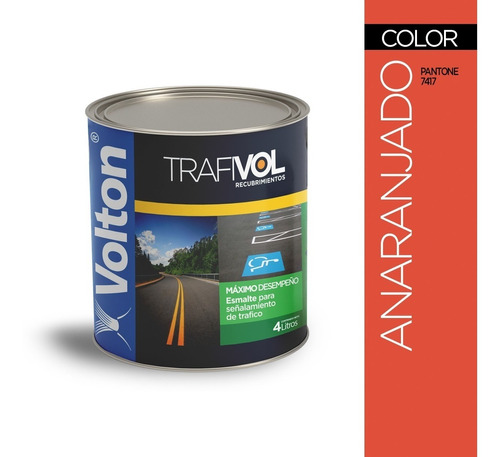 Pintura P/trafico Base Solvente Color Naranja Volton Gal 4l