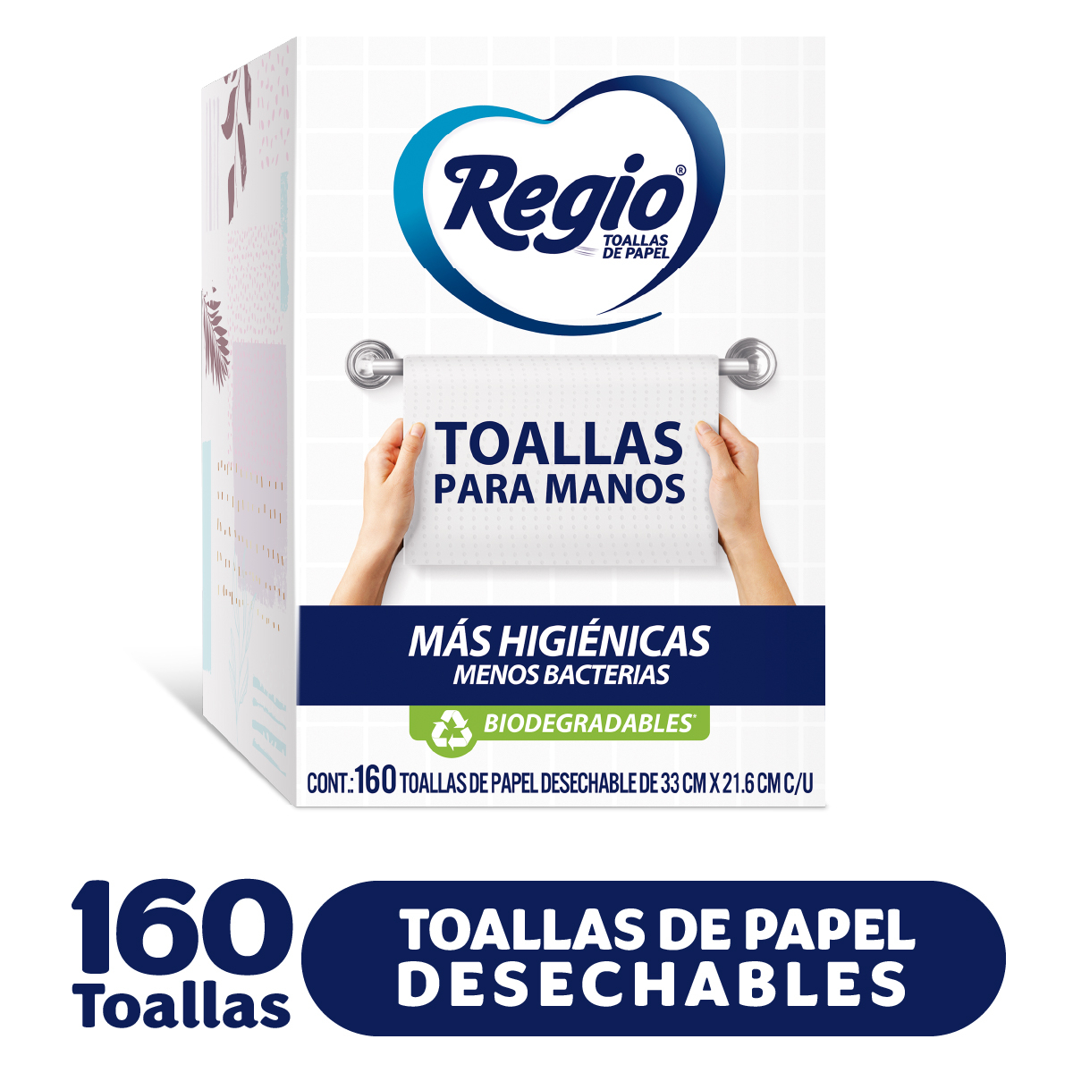 Toallas de papel para manos Regio desechables 160 unidades