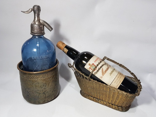 Antiguo Porta Botella Sifón Hermos Servicio Bronce Mag 58042