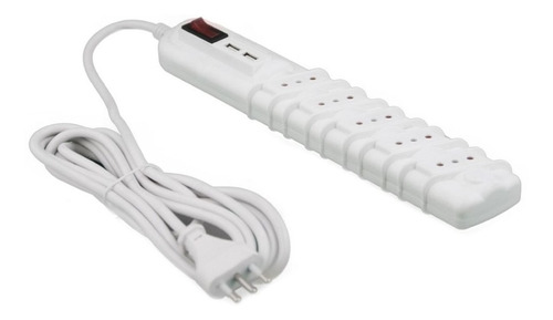 Alargador Zapatilla 5 Posiciones + 2 Usb Blanco 3mts Rittig