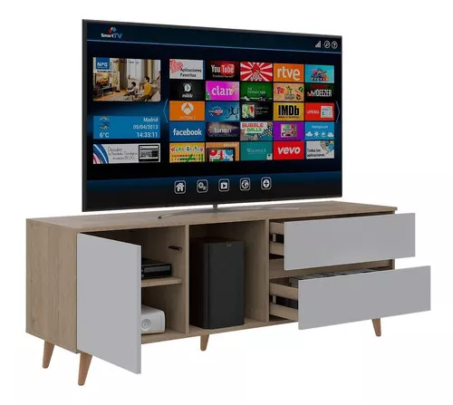 Mueble para TV Moderno 75 en MPD 200cm Roble Y Grafito BERTOLINI