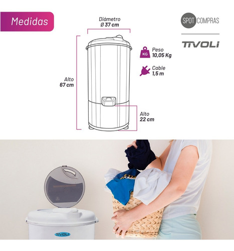Secarropas Centrífugo Tivoli Pvc 6,5kg Tvi-sp62