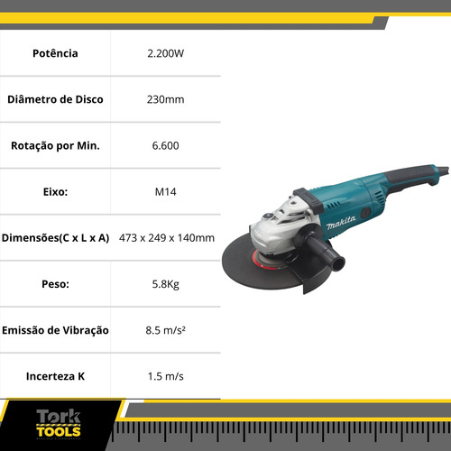 Esmerilhadeira Angular 230mm M14 2200w 220v Ga9020 Makita