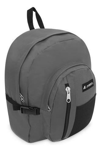 Mochila Everest Con Bolsillo Frontal De Malla, Gris Oscuro, 