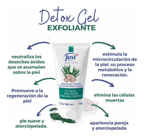 De-tox Gel Exfoliante Corporal 150g Swiss Just