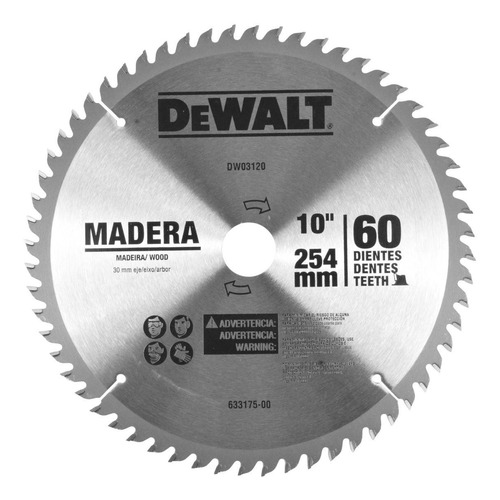 Disco De Serra P/ Madeira 10 X 30 X 60 Dentes Dw03120 Dewalt