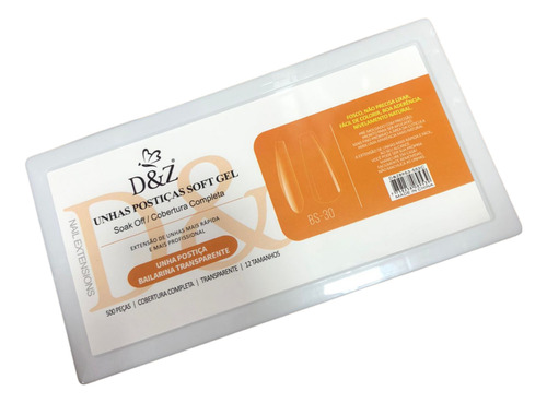 Unhas Postiça Bailarina Transparente Soft Gel D&z Bs-30