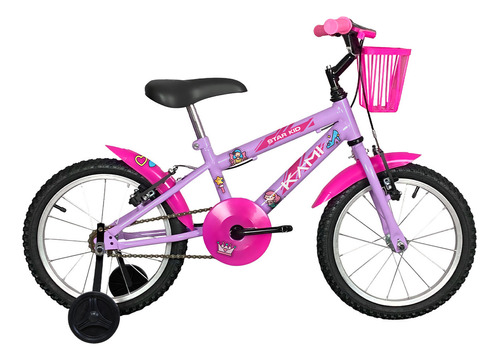 Bicicleta Infantil Menina Kami Star Princesa Aro 16 C/rodas Cor Lilás Tamanho do quadro 16