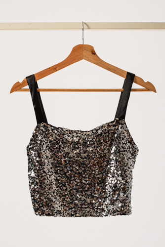 Top Blusa Corta Mujer Lentejuelas Noche Fiesta - Newage Moda
