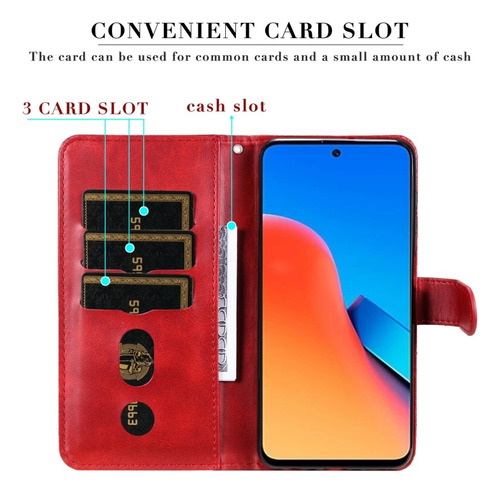 Capa Carteira De Couro Com Zíper Para Xiaomi Redmi