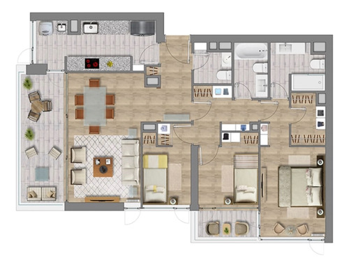 Departamento 3d3b, 2 Terrrazas, 2 Estacionamientos, 1 Bodega