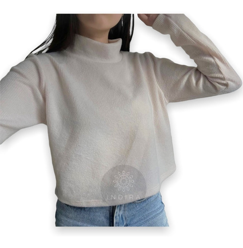 Imagen 2 de 2 de Polera Manga Larga Remeras Mujer Básica Lanilla Liso