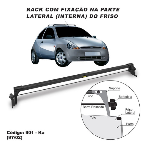 Rack De Teto Bagageiro Aco Ford Ka 2001