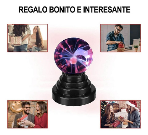 Abajur Luminaria Globo Plasma Bola Cristal Mesa Touch Magica
