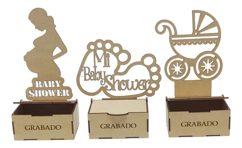 Recuerdo Para Baby Shower Personalizado Caja Madera 10 Pzs