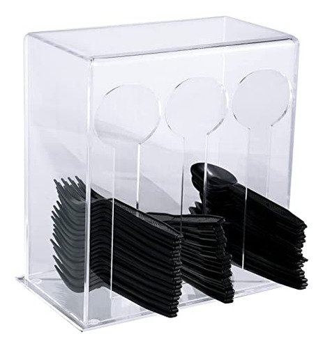 Acrylic Utensil Dispenser Clear Cutlery Organizer 3 Com...