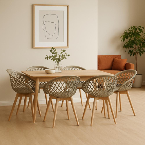 Kit 6 Cadeiras De Jantar Seat&co Web Wood Fendi