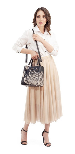 Imagen 5 de 6 de Bolsa De Piel Con Bordado Artesanal Mandala Bolso Moda Dama
