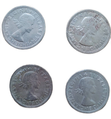 Lote 4 Moedas 1 Shilling Inglaterra: 1960,1962,1963 E 1966 (Usado)