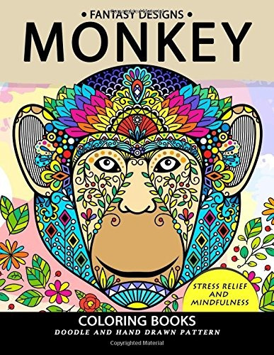 Monkey Coloring Book Stressrelief Coloring Book For Grownups