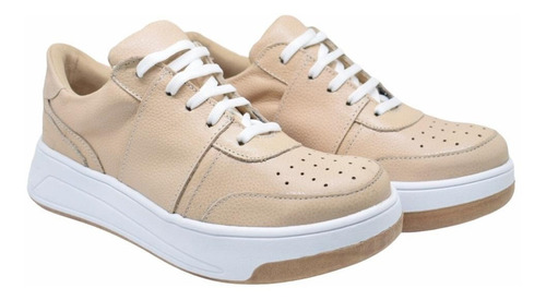 Imagen 1 de 6 de Zapatillas De Cuero Urbanas Sneakers Plataforma Mujer Moda