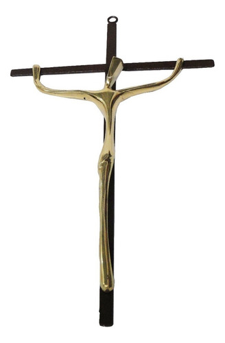 Crucifixo Parede Estilizado Bronze E Ferro 43 Cm Fé Jesus Cor Dourado-escuro