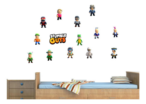 Vinilos Decorativos Stumble Guys - Kit 14 Figuras 20cm