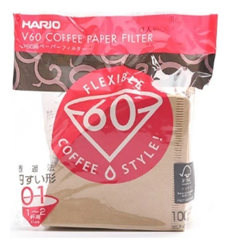100 Filtros De Café Hario V60 Papel #1 De 1-2 Tazas 