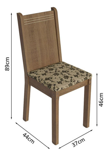 Sala De Jantar Mesa Tampo De Vidro 4 Cadeiras Espanha Madesa Cor Rustic/bege Marrom
