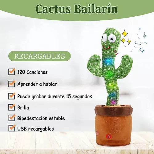 Juguete Cactus Bailarín Recargable Con 120 Cancion Español