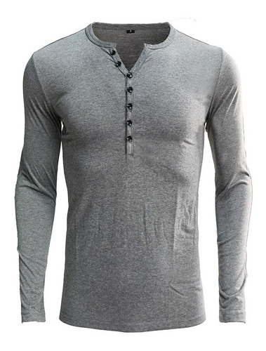 Camiseta De Manga Larga Para Hombre Henley Shirt Undershirt