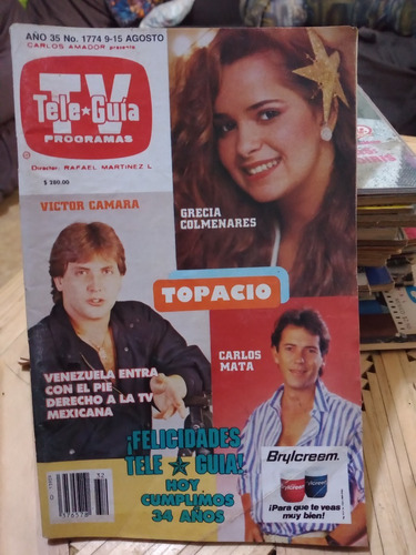 Grecia Colmenares En Revista Teleguia Telenovela Topacio1986