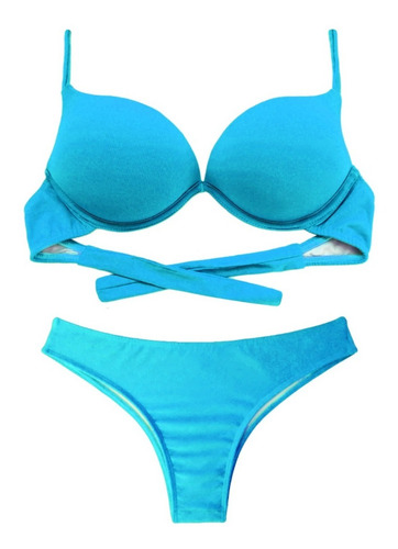 Conjunto Biquíni Bojo Turbo Push Up 3d Aumentax - Cor Lisa