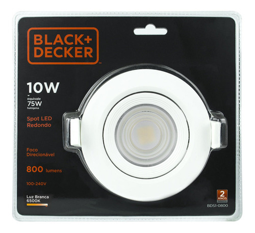 Spot Led 10w Luz Branca Redondo - Black + Decker
