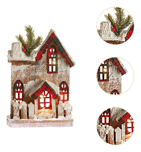 Casa De Nieve Navideña Cabaña De Troncos Luminosa Estilo A