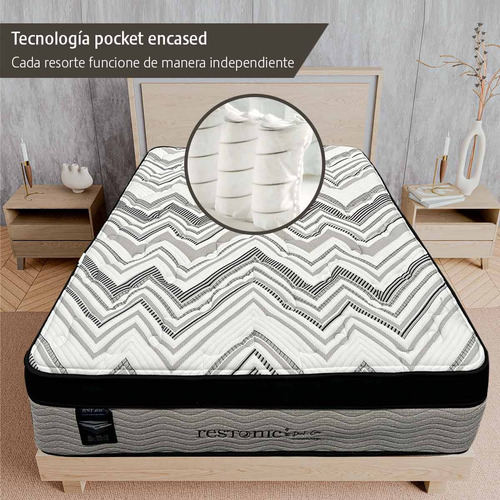 Colchón King Size Restonic Ortopédico | Con Mega Colchoneta | Tecnología Moon Care | Doble Sistema De Resortes | Confort Semi Firme | Altura 34 Cm