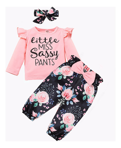 Blusas Lisas Con Volantes Y Manga Larga Para Niña Y Pantalon