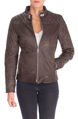 Chaqueta Cuero Mujer Marca La Chamarra Marron Ref Kary