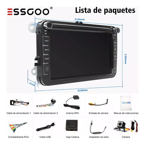 Estéreo Android 8in 6+256gb Con Carplay Para Jetta Mk6 Bora