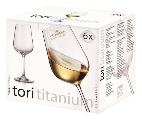 Set X 6 Copa Cristal Vino Blanco 390ml Tori Titanium Bohemia