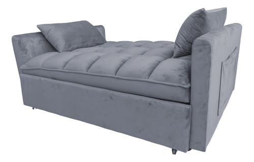 Sofácama Reclinable Convertible Matrimonial Bossa Anders Color Gris Diseño De La Tela Capitonado
