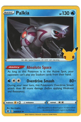 Pokemon Tcg Carta Palkia - 4/25 - Holo Rare Original