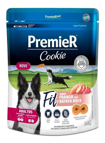 Premier Cookie Fit Frango Batata Doce 250g Petisco Cockie